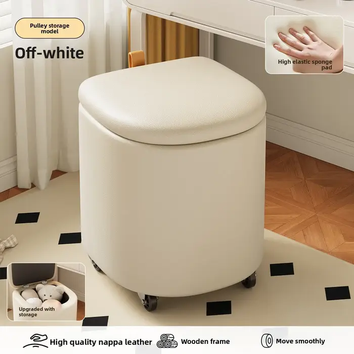 Banc de maquillage en cuir pour le rangement, banc à langer, banc à ongles à rouleau pour chambre de