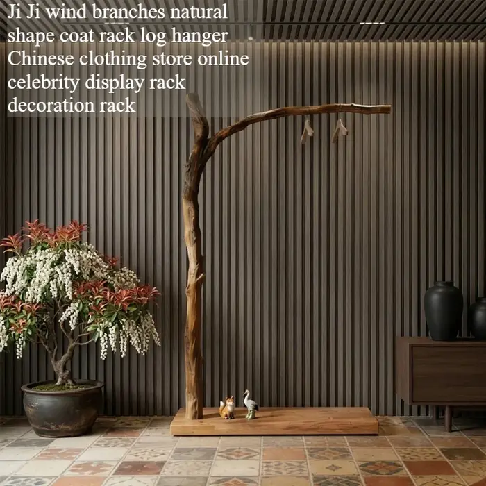 Porte-vêtements de luxe en bois pour salon