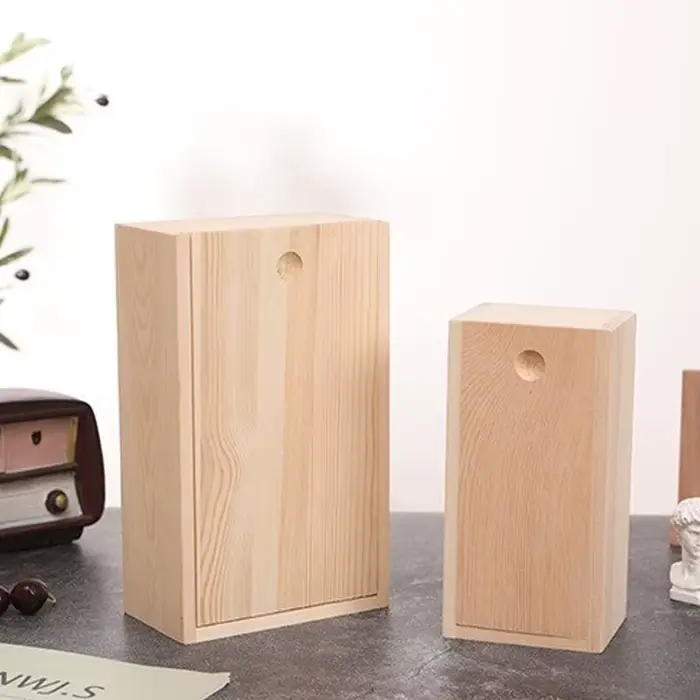 Boîte de rangement en bois avec couvercle coulissant en pin