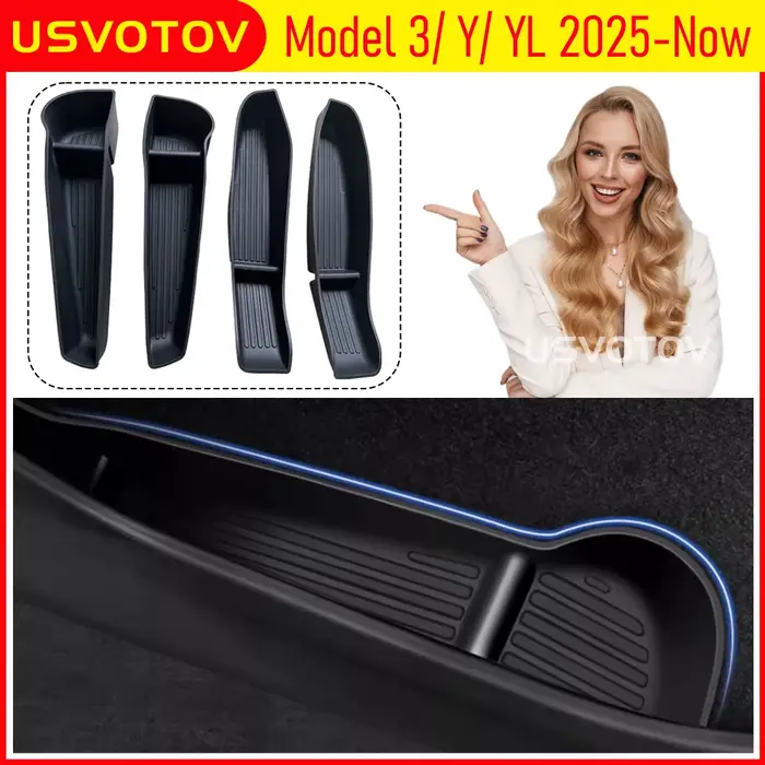 Boîte de rangement latérale pour portière de voiture USVOTOV pour Tesla Model Y Juniper 2025 2026