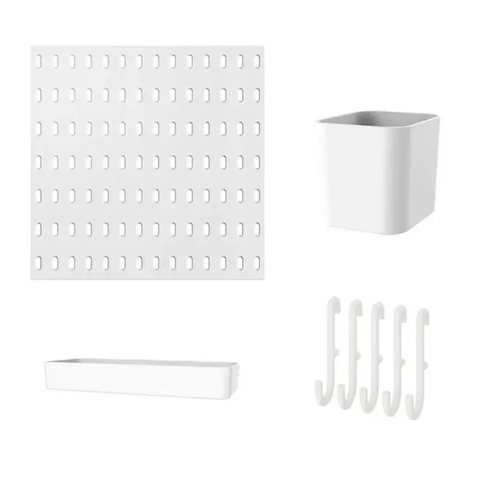 Panneau de rangement mural DIY avec crochets, panneau perforé pour organiser et économiser de l'espace, idéal pour la cuisine, la chambre, la salle de bain, le bureau.