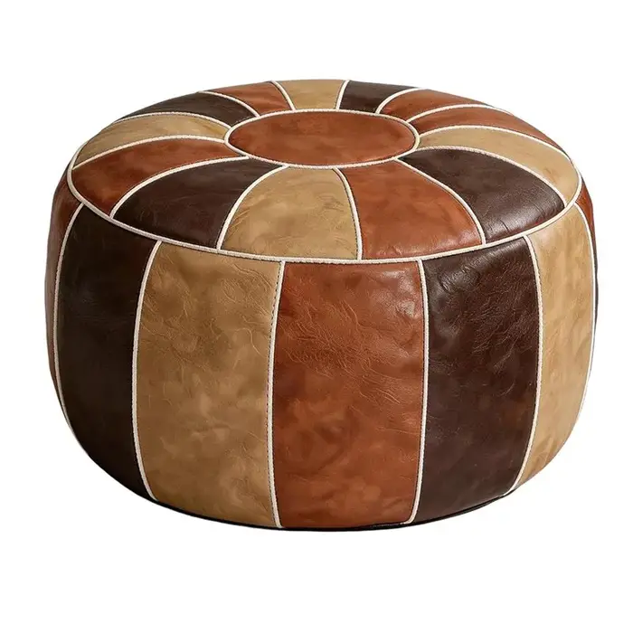 A76X-Pouf de rangement marocain en similicuir non rembourré, repose-pieds, ottoman, siège, pouf de s