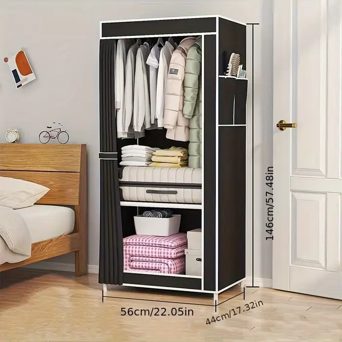 Armoire Portable Simple Autoportante Grande Capacité pour Rangement Quotidien de Vêtements et Couettes – Idéale pour Maison de Location et Chambre à Coucher