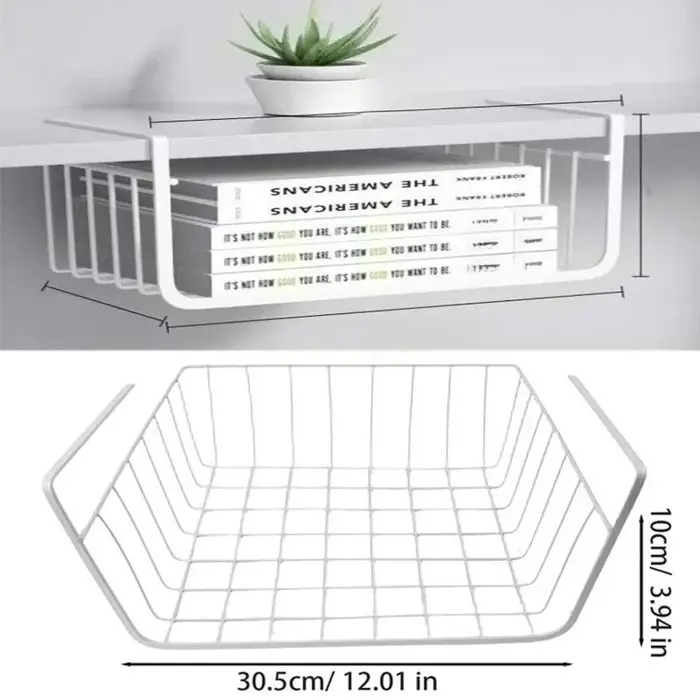 Panier de rangement sous étagère multifonctionnel en fer pour la maison, panier suspendu en maille p