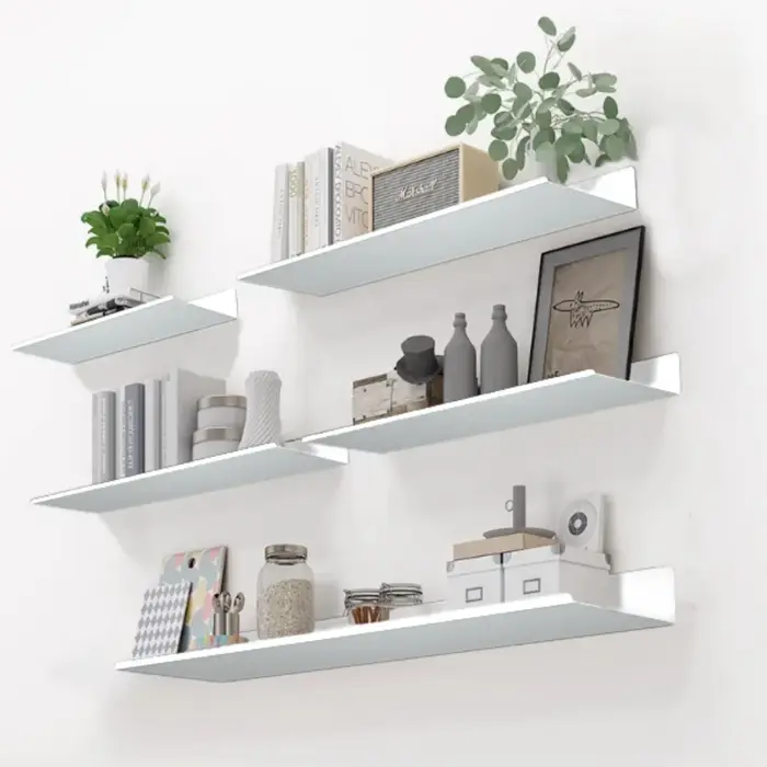 Étagères murales de décoration de chambre à coucher, sans perçage, salle de bain, bureau, salon, étagères flottantes en métal, stockage monocouche, livres de plantes
