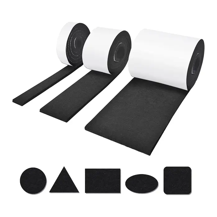 Ders foetaux en feutre auto-adhésifs pour chaises, 3 rouleaux, 100x10 cm, 100x5 cm, 100x2 cm, 5 mm