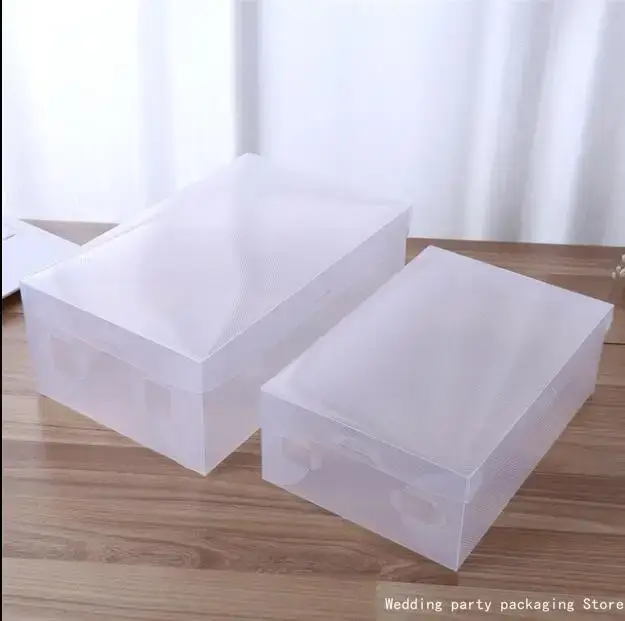 Boîte à chaussures en plastique, 10 pièces, transparente, claire, boîtes de rangement, pliable, port
