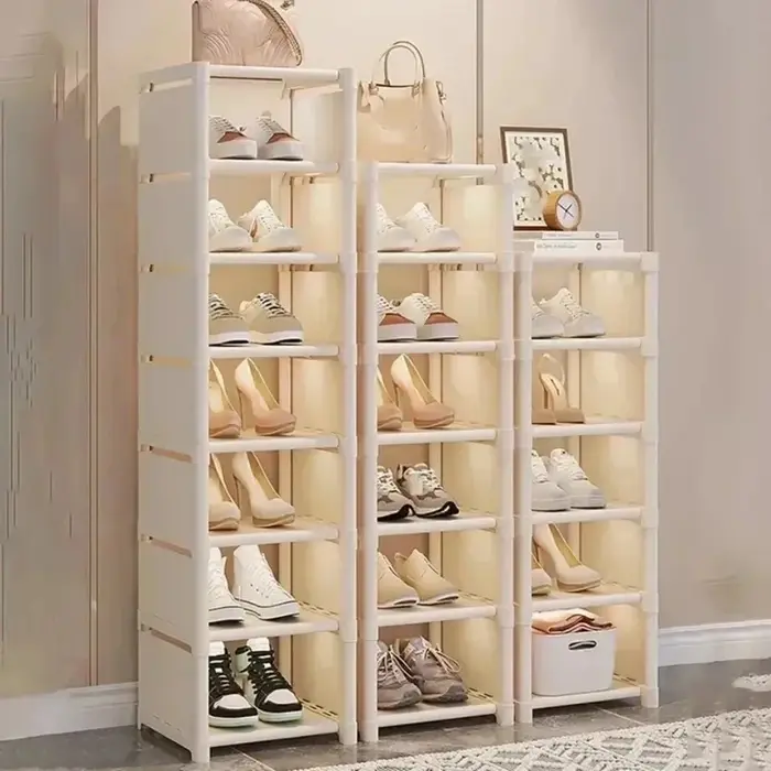 Étagère à chaussures empilable noire à 8 niveaux
