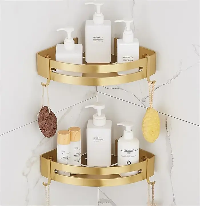 Étagère d'angle murale pour salle de bain
