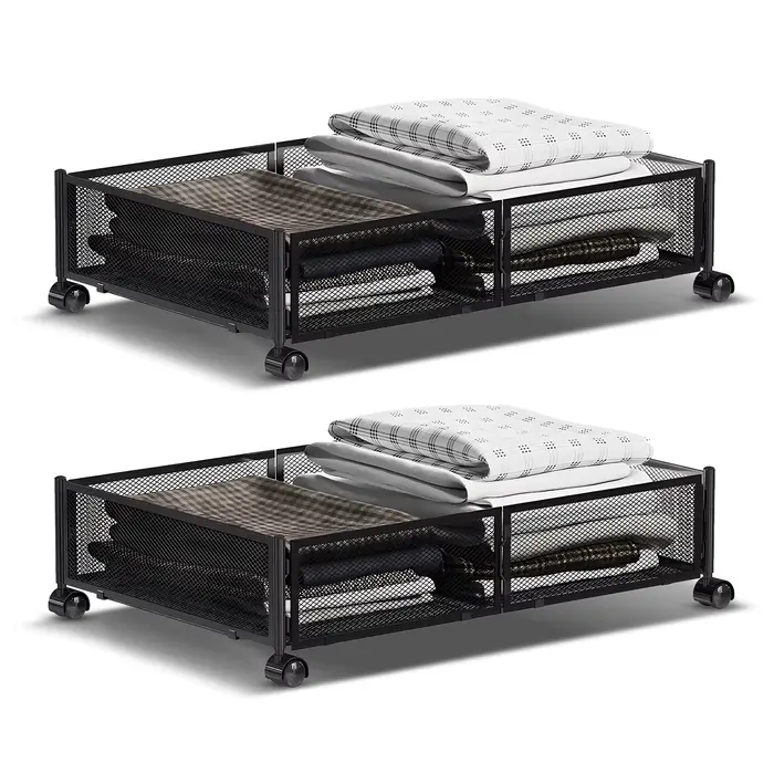 Conteneur de rangement pliable sous le lit avec roulettes