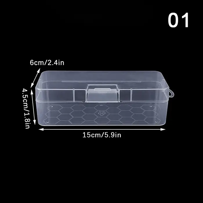 Boîte à stylos à ongles transparente, matériau PP, boîte à pinceaux à ongles, boîte à poudres, papet