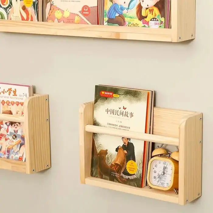 Étagère murale en bois massif pour magazines