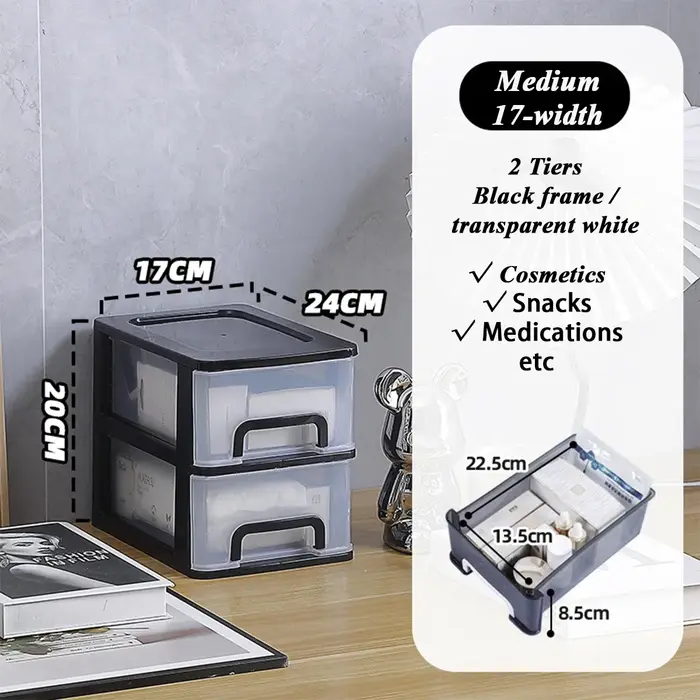 Boîte de rangement de bureau à 2-4 niveaux avec tiroirs, armoire de rangement en plastique pour la p