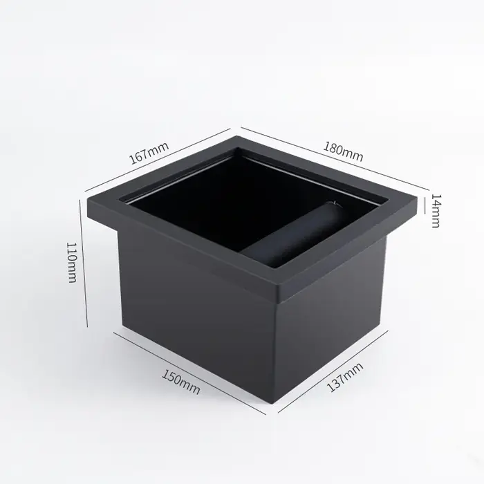 Boîte à marc de café de bureau, boîte à marc creux intégrée sans fond, Bar carré en acier inoxydable