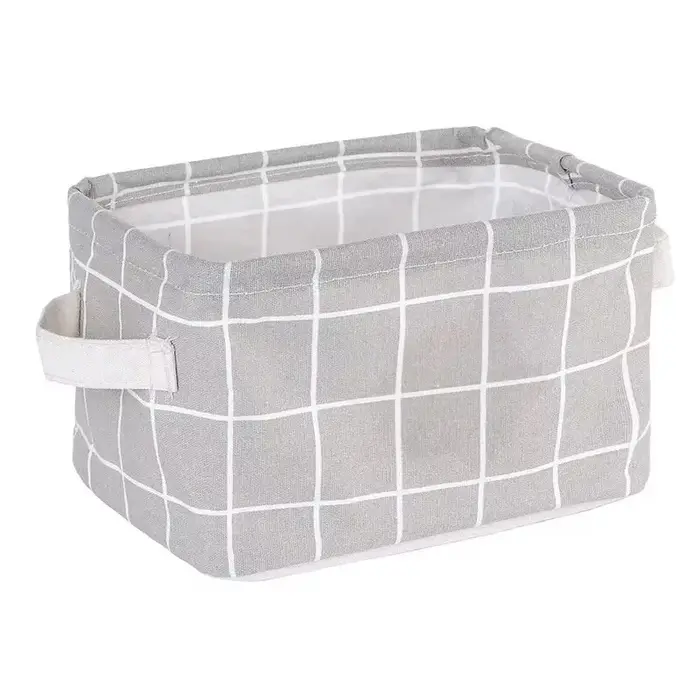 Linen Desktop Storage Basket Sundries Toy Storage Box Laundry Basket Underwear Cosmetic Organizer Of