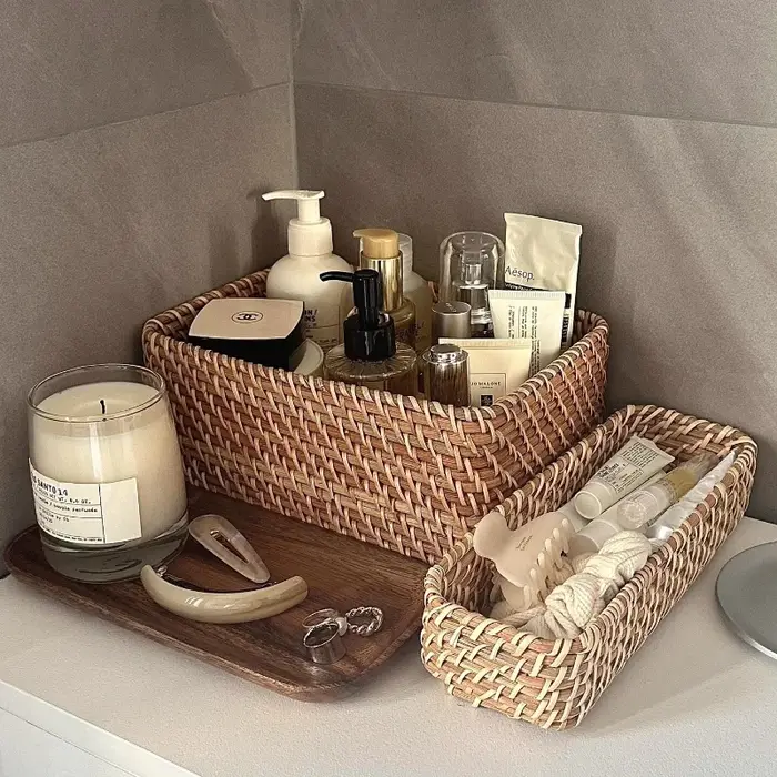 Panier de rangement de cosmétiques tissé