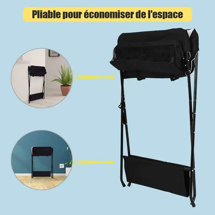 Table à langer pliante, table à langer avec panier de rangement, ceinture de sécurité, 79*55.5*96cm,