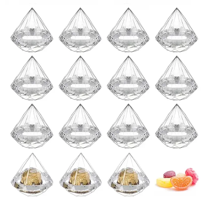 Boîtes à Bonbons Transparentes en Forme de Diamant