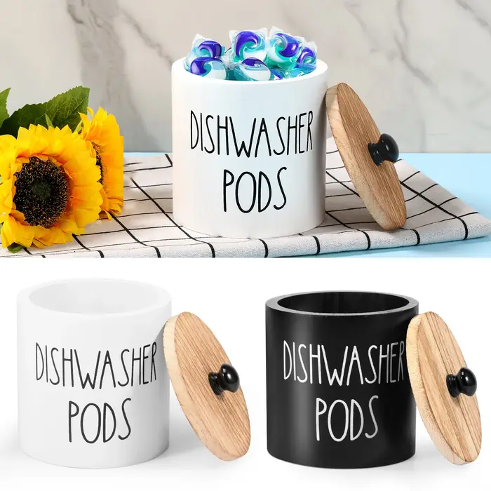 Conteneur de dosettes de linge avec couvercle