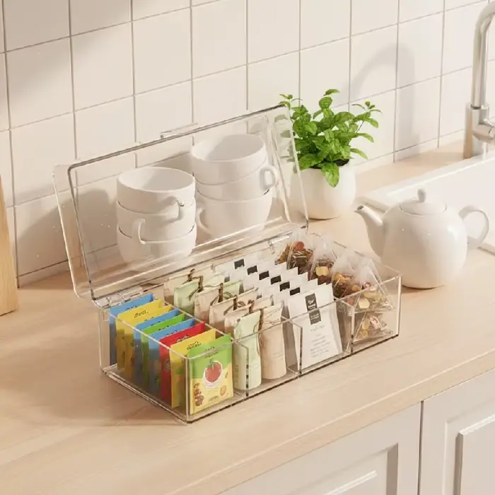 Boîte de rangement à 4 compartiments avec couvercle