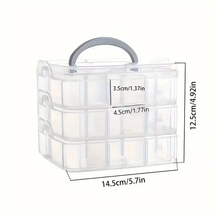 Boîte de rangement en plastique empilable à 3 niveaux, compartiments réglables, conteneur pour jouet
