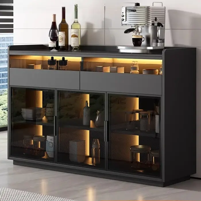 Tiroirs casier de rangement armoires de salon vitrines dalle de roche buffet noir vitrine porte en verre meubles maison
