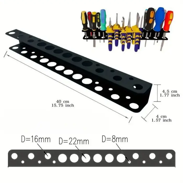 Organisateur de vis mural, support de rangement pour tournevis à 19 trous, porte-outils manuels, sup