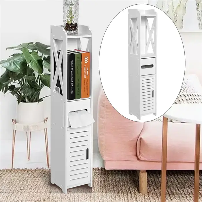 80x15.5x15CM salle de bain toilette meubles armoire blanc bois placard étagère mouchoirs support de rangement
