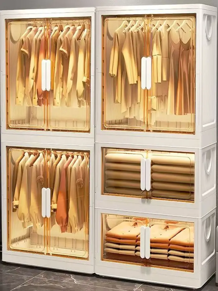 Armoire de rangement en plastique Transparent pliable