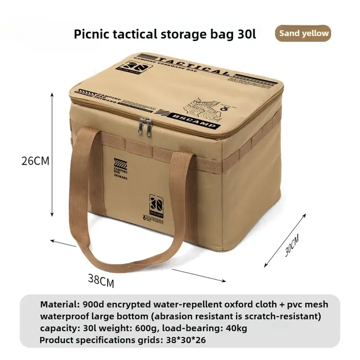 Boîte de rangement pliable d'extérieur, boîte de rangement pour pique-nique et camping, vaisselle, u