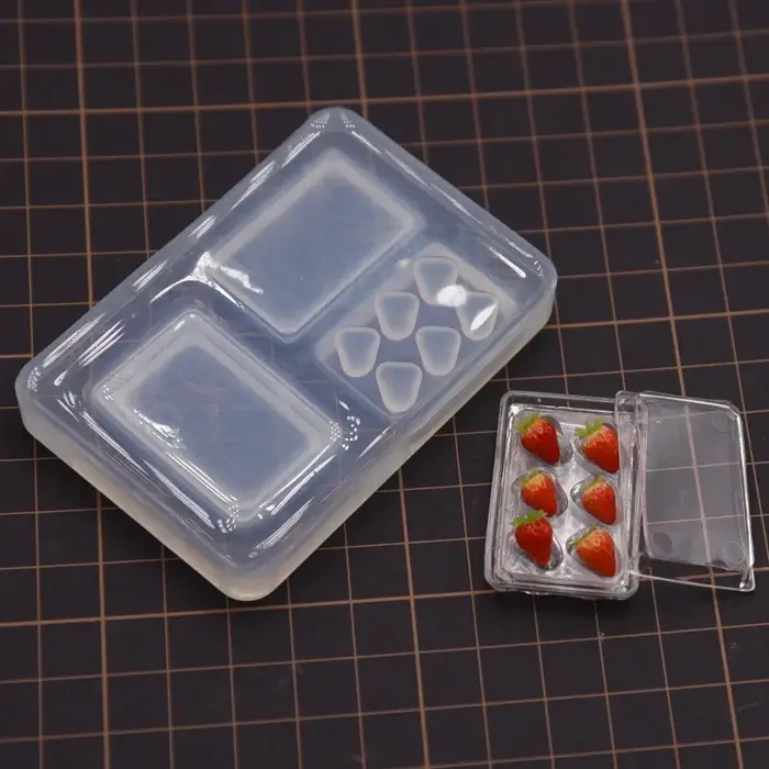 Moule en silicone Mini boîte à fraises pour colle UV