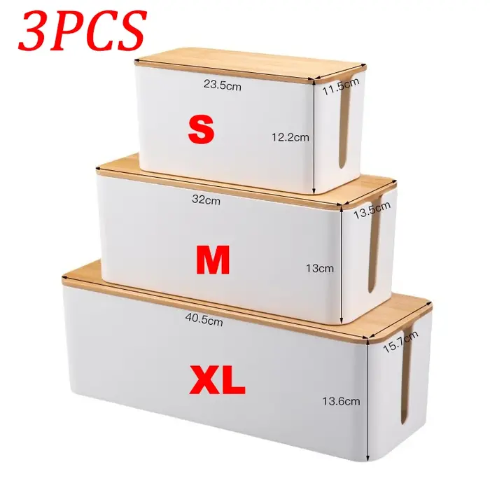 Boîte de rangement pour multiprises en bois