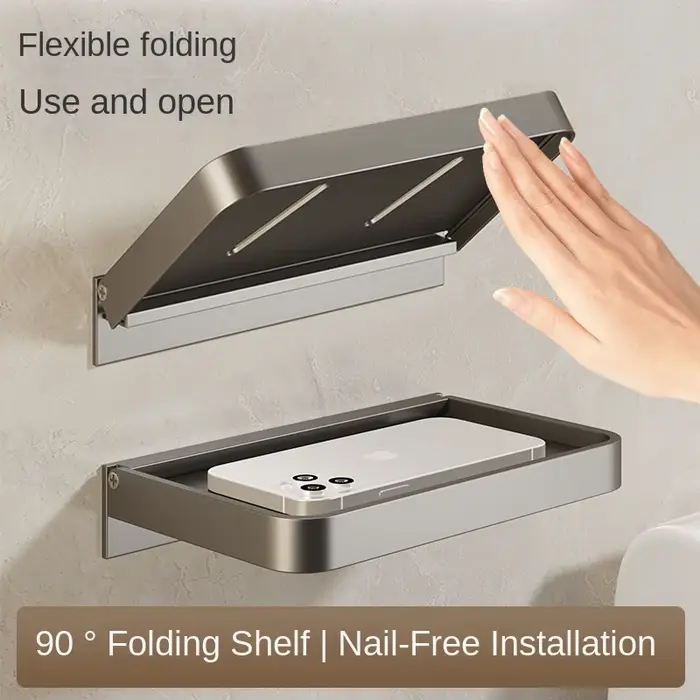 Étagère de salle de bain pliable sans perforation