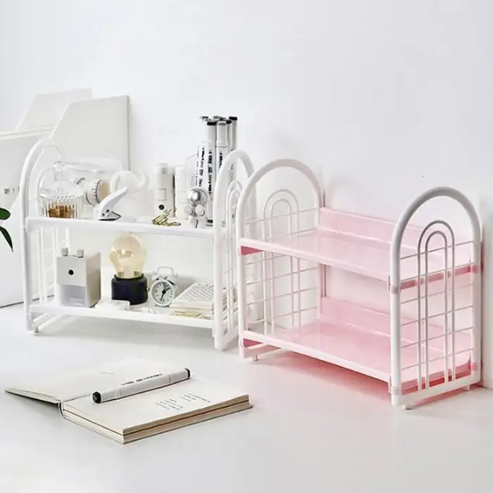 Étagère de rangement double couche en plastique