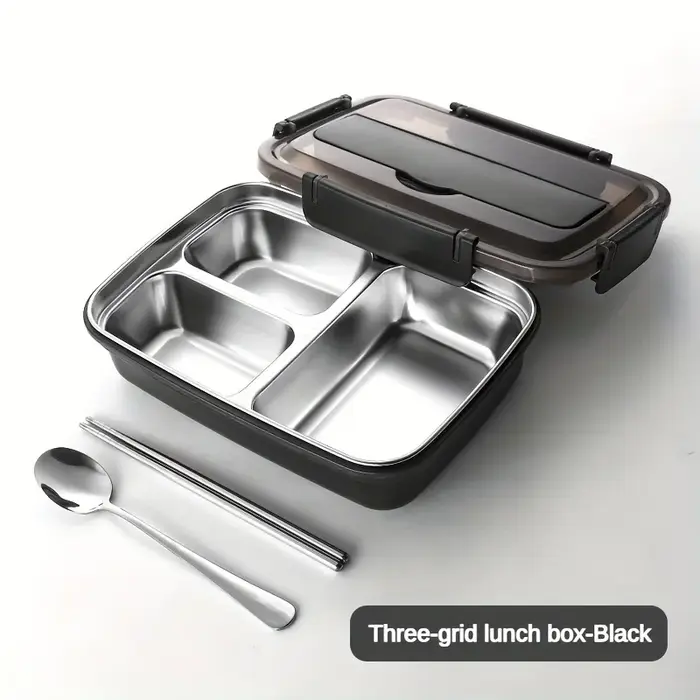 Boîte à déjeuner en acier inoxydable anti-fuite avec 3/4 compartiments – Récipient à Bento durable e