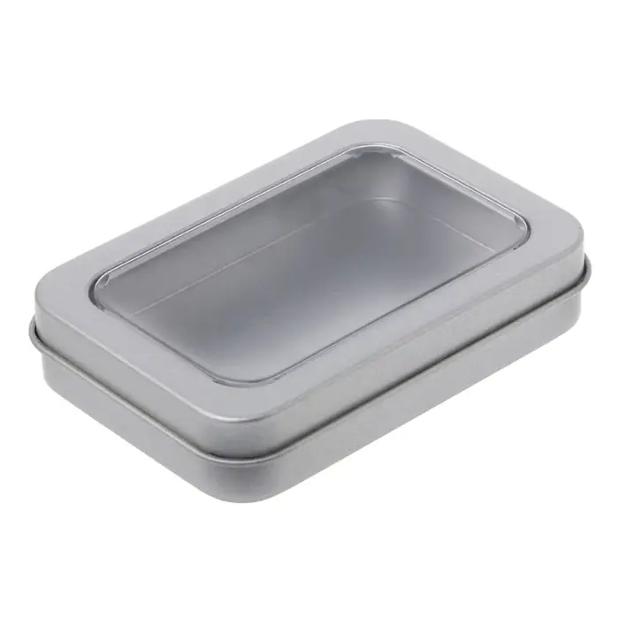 Boîte rangement en fer blanc avec fenêtre transparente, boîtes conserve en métal rechargeables pour