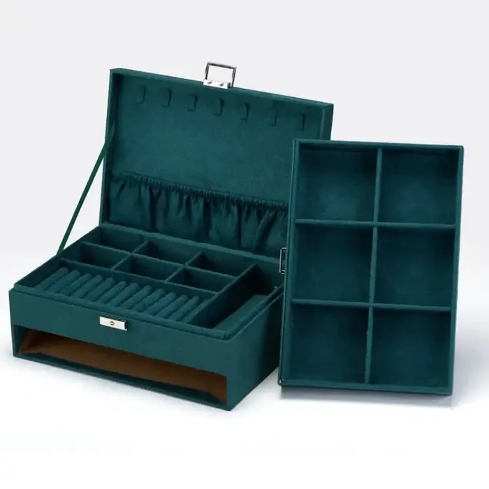 Boîte à bijoux en velours, porte-bague de mariage, boîtes de rangement d'évaluation de boucle d'orei