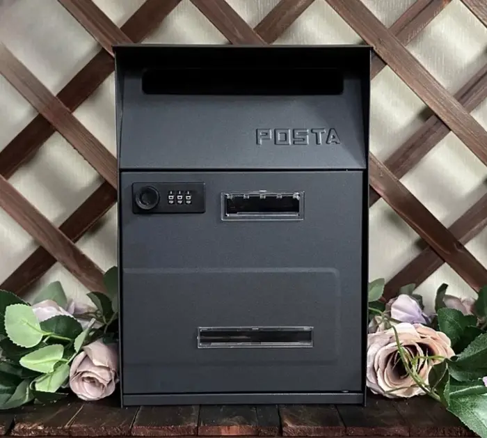 Boîte aux lettres extérieure en métal Nordi, boîte aux lettres murale noire pour maison et jardin av