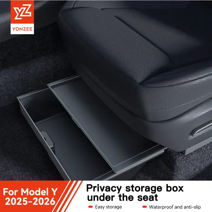 YZ Pour Tesla Model Y Juniper 2025-2026 Boîte de rangement sous siège, accessoires intérieurs de voi