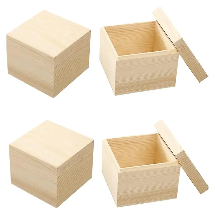 Boîte de rangement en bois avec couvercle supérieur et inférieur