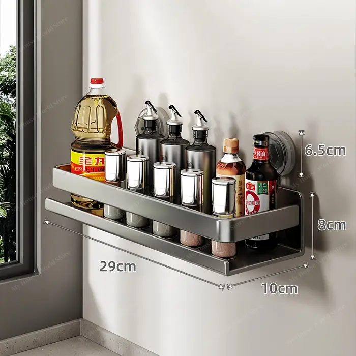 Étagère murale à ventouse, organisateur de cuisine, support de rangement d'épices, porte-épices de c