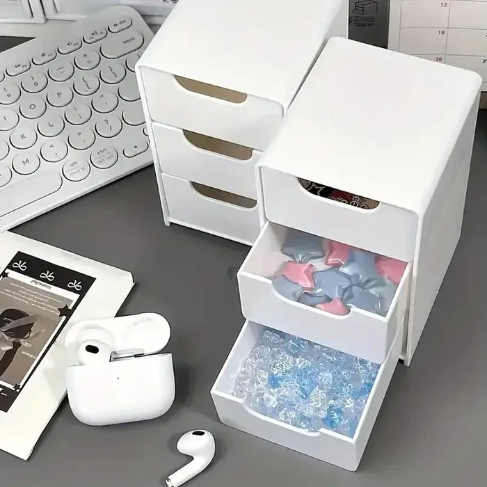 Boîte de rangement cosmétique en plastique à 3 niveaux
