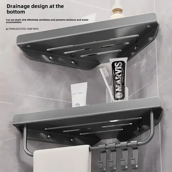 Étagères de salle de bain étagère de vidange triangulaire sans perçage