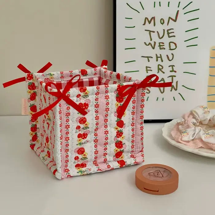 Panier de rangement matelassé, panier de rangement de bon articles de bureau, boîte de rangement pou