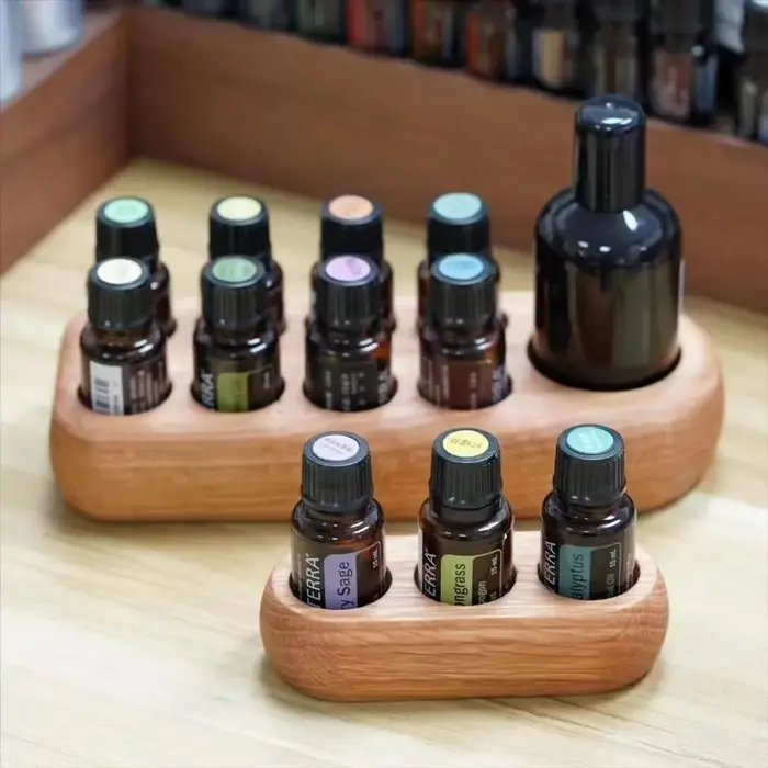 Étagère de rangement portable pour huiles essentielles en bois