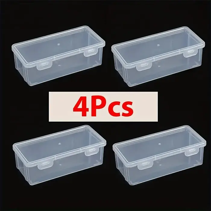 4 grandes boîtes de rangement transparentes en PP avec couvercles, utilisées pour ranger les fournit