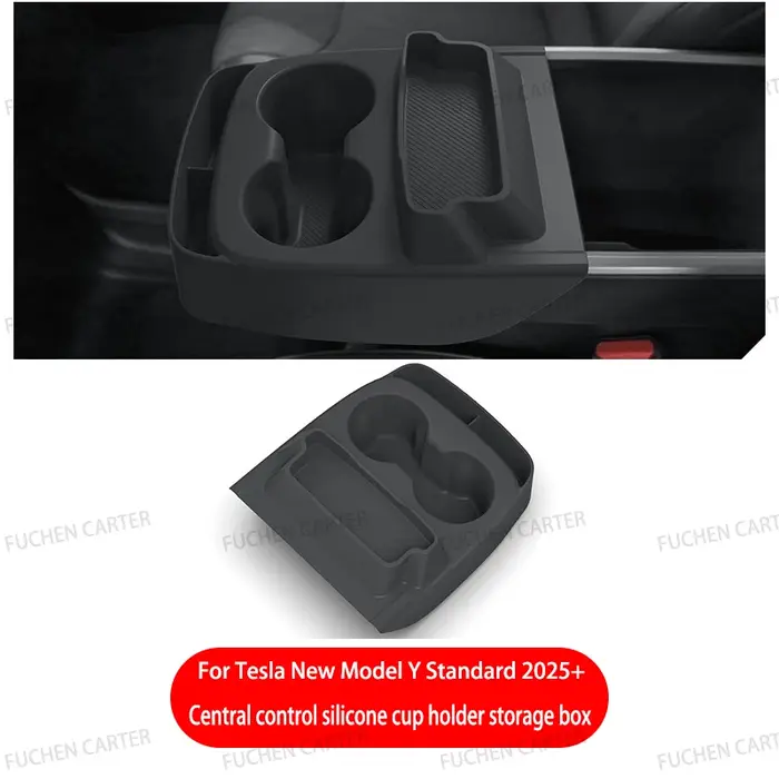 Boîte de rangement TPE sous le tableau de bord pour Tesla Model Y Standard 2025 2026, avec couvercle