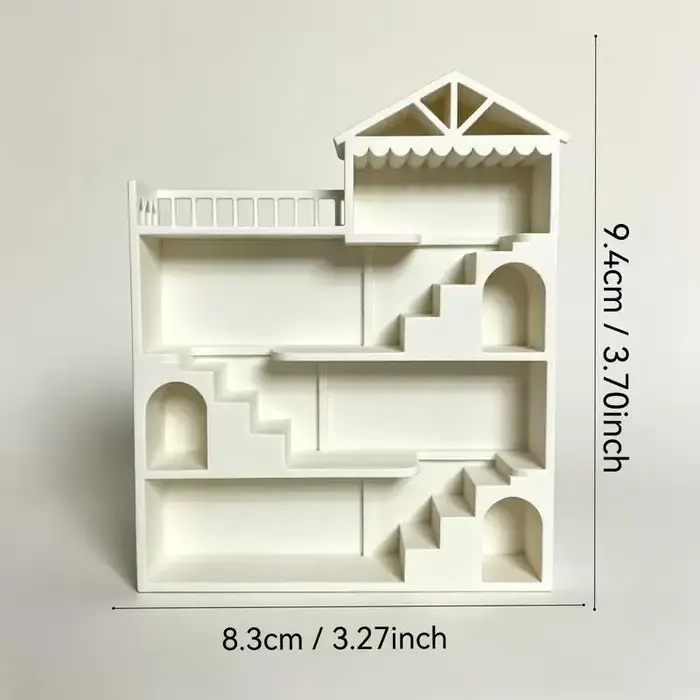 1 pièce Étagère de présentation blanche à plusieurs niveaux avec balcon pour villa miniature, organisateur à plusieurs niveaux, accessoire de décoration pour mini-maison