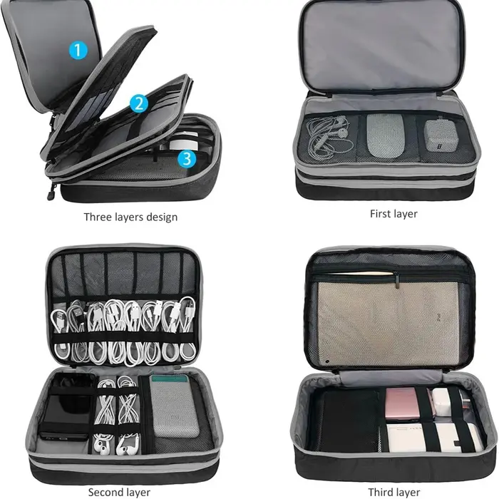 Sac de rangement pour câbles, organiseur électronique numérique, pochette portable pour câbles USB, 