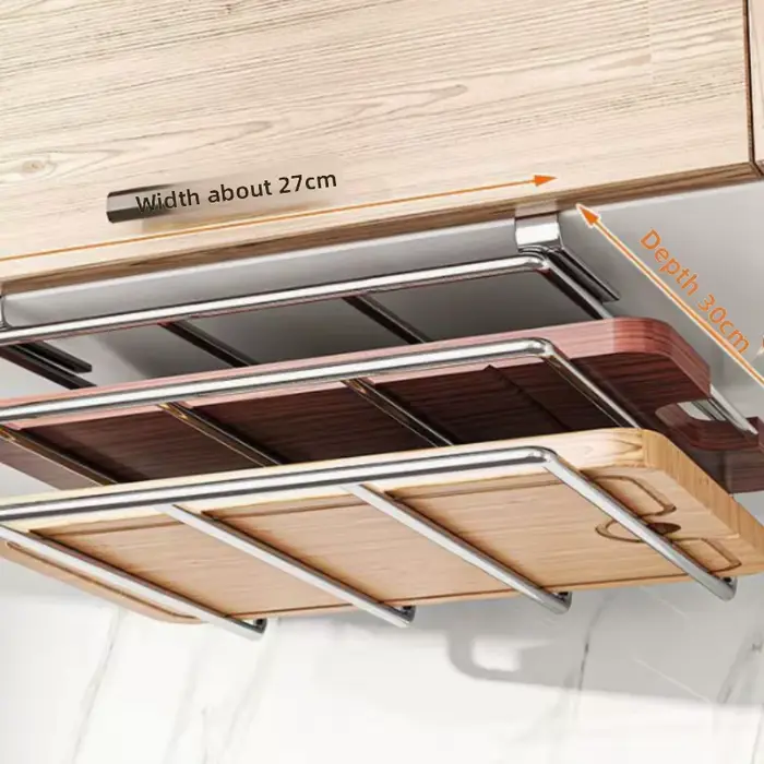 Support de planche à découper en acier inoxydable sous l'armoire - Étagère de rangement suspendue pour planches